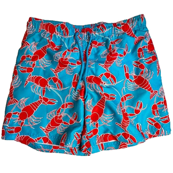 George swim trunks/board shorts blue w/red lobster print Pre-owned Men’s L | zz - Picture 1 of 6